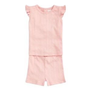Ralph Lauren Baby Girls Pink Pointelle Knit Top & Shorts Set